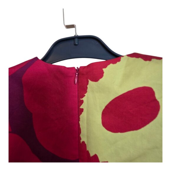 Marimekko Women Dress Silk Unikko Pattern Sleeveless Multicolor Back Zip Size 34 - Picture 7 of 16